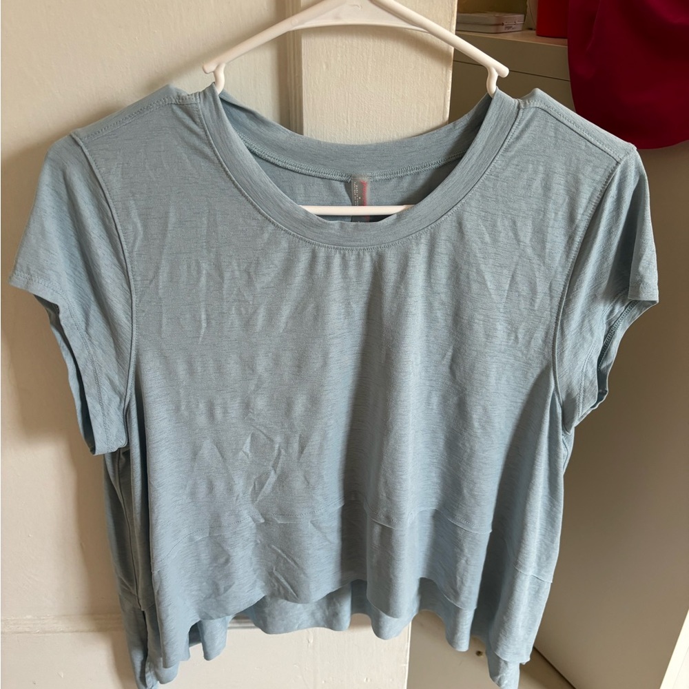 Free People Tempo Short Sleeve Tee Teal Gray (Blue) Medium